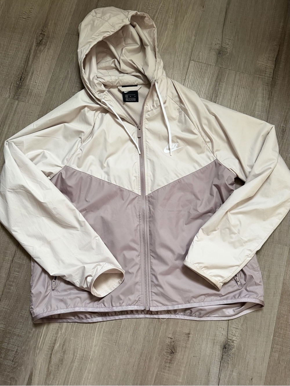 Nike Women’s Two-Tone Hooded Windbreaker Jacket - Pale Pink/Stone